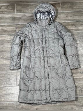 The North Face Parka 550 Down Jacket Womens size Large Gray Puffer Long Coat